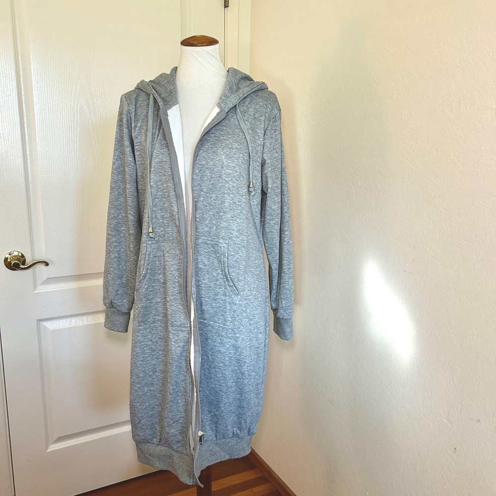 Zeagoo Gray Long Hoodie Coat